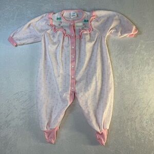 Dior Baby Pink and Green Footed One-Piece